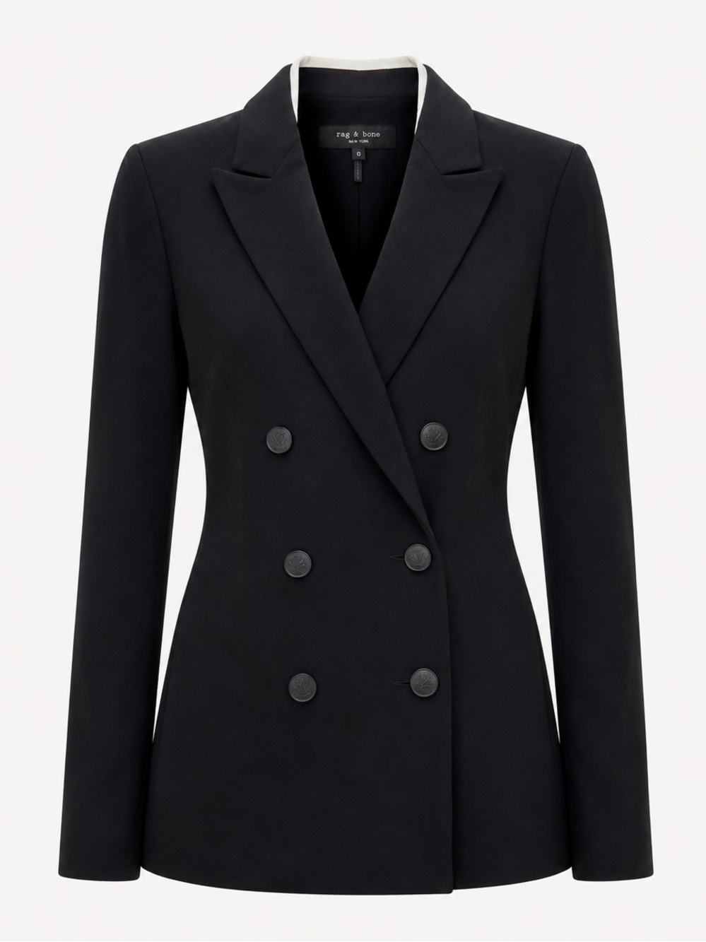 $595 RAG & BONE New York Black Double Breasted Blazer Jacket - Size 0